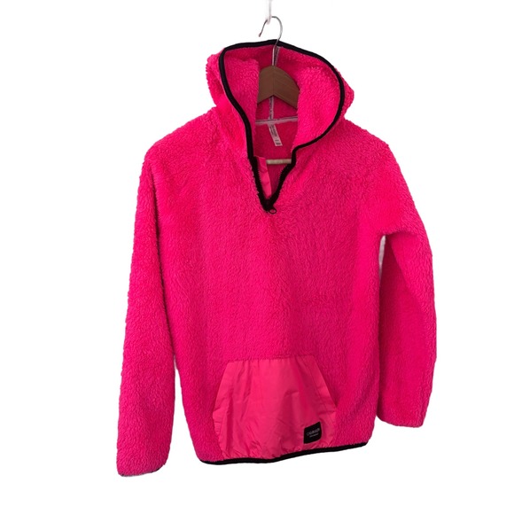 Calvin Klein Performance Tops - Calvin Klein Performance Neon Pink Sherpa Fleece Quarter Zip Hoodie Womens Large